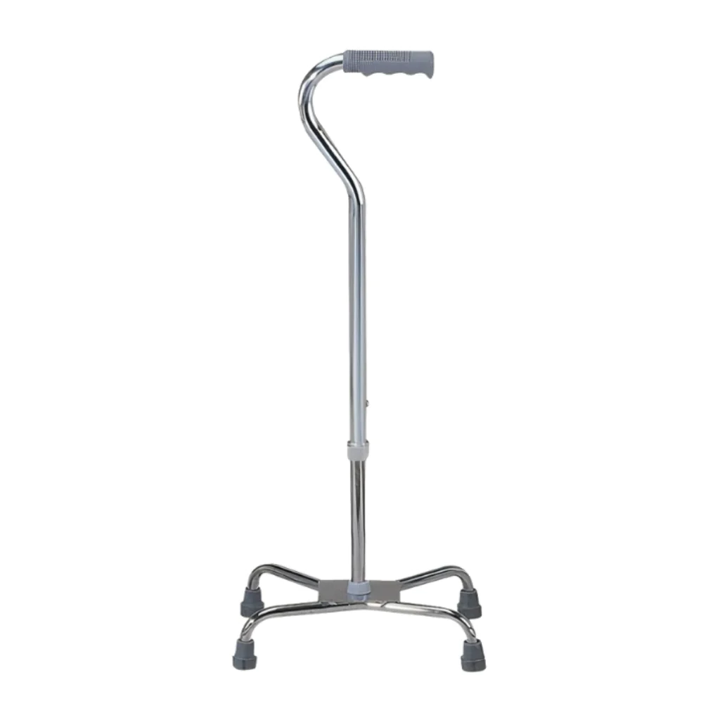 BASTON CUATRO PATAS CON ALTURA GRADUABLE PLATEADO