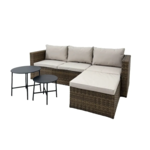 SOFA EN L RATAN SINTETICO CAFÉ+BEIGE EX-7166 (AL)