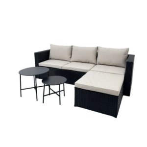 SOFA EN L RATAN SINTETICO NEGRO+BEIGE EX-7167 (AL)