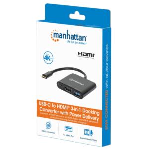 CONVERTIDOR DE ACOPLAMIENTO USB-C A HDMI 3 EN 1 MANHATTAN 130622 (RO)