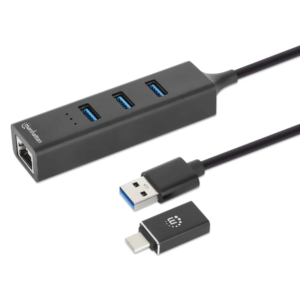ADAPTADOR DE RED GB USB A-C CON HUB V3.2 MANHATTAN 180894 (RO)