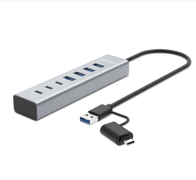 HUB USB-A 3.0 Y USBC COMBO 3 + 4 CONECTOR MANHATTAN 181136 (RO)