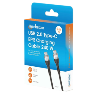 CABLE USB V2.0 DE USB C A C CON PD 3.1 PARA CARGA DE 240 W MANHATTAN 356367 (RO)