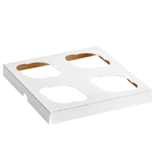 BASE BLANCA 8X8 DE CARTON PARA 4 CUPCAKES 200 UNIDADES 10007 (SYS)