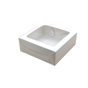 CAJA BLANCA REPOSTERA CON VENTANA 9X9X2 200 UNIDADES 24133 (SYS)