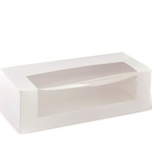 CAJA BLANCA REPOSTERA CON DOBLE VENTANA 9X4X3 200 UNIDADES 24303 (SYS)