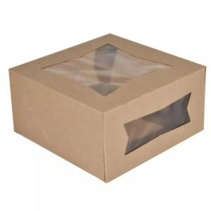 CAJA KRAFT REPOSTERÍA CON DOBLE VENTANA 9X9X4 150 UNIDADES 24293K (SYS)