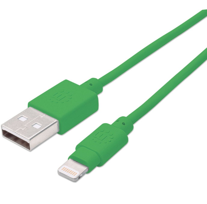 CABLE ILYNK (LIGHTNING) USB TIPO A-M 15 CM VERDE MANHATTAN 394444 (RO)